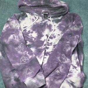 Hot Topic Purple and White Tie-Dye Hoodie